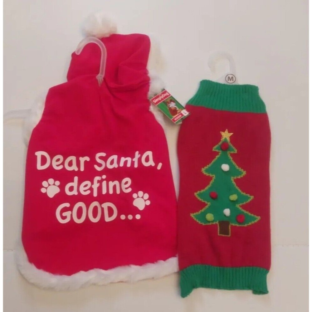 Christmas Holiday Pet Sweater Soft Dog Cat Coat Gift Puppy Winter Lot Of 2 NEW M